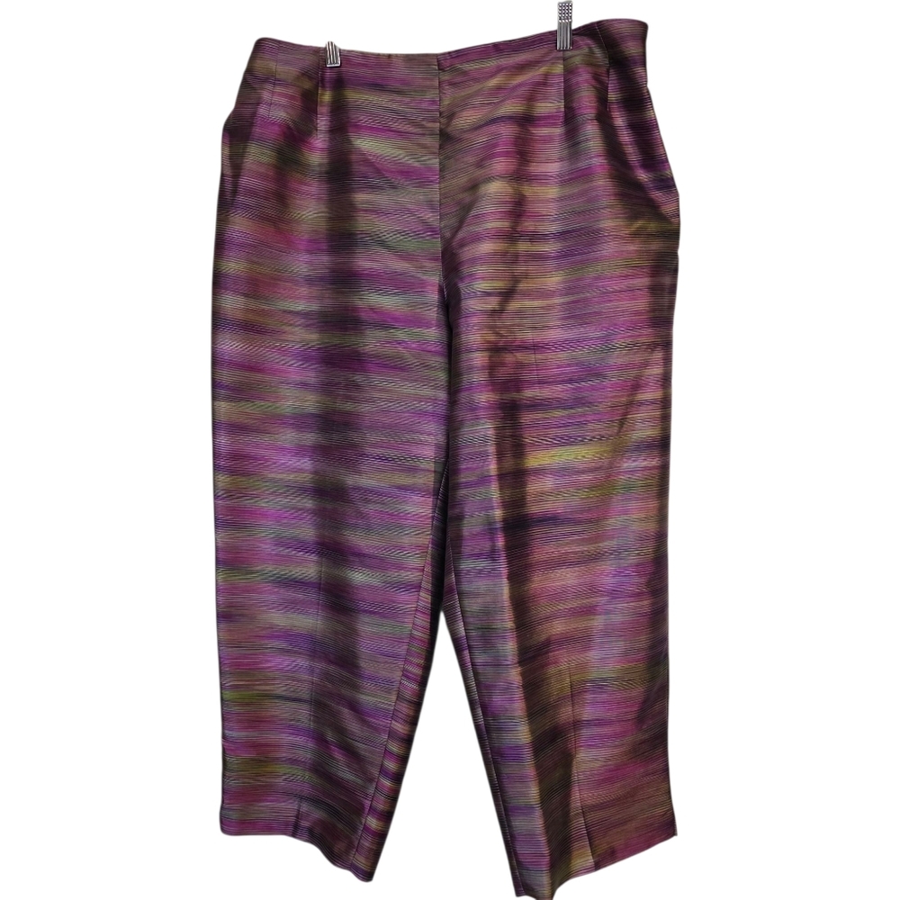 Vintage Y2K Silk Striped Due Per Due Cropped Pants High Waist Shimmery EUC 20W